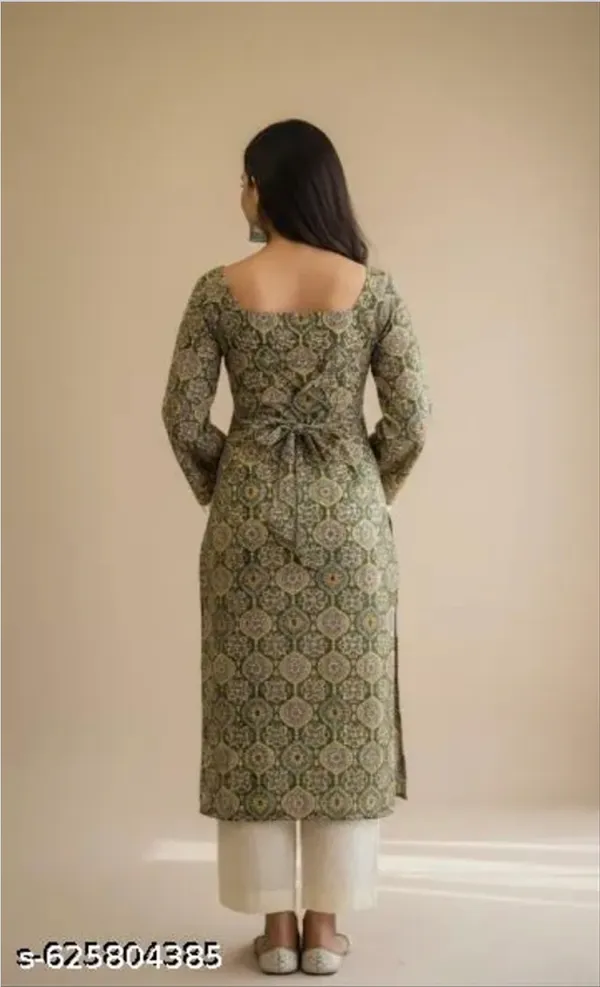 Women_Green_Printed_Rayon_Straight_Kurti_Square_Neck_Ethnic_Kurta_Casual_And_Office_Wear