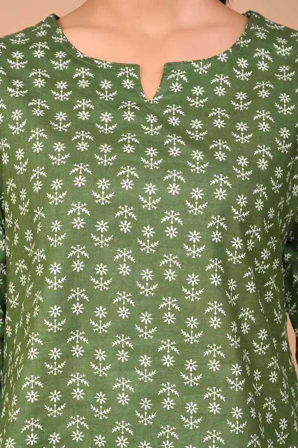 Olive_Green_Cotton_Printed_Night_Suit_For_Women