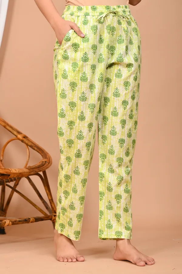 Lime_Green_Cotton_Floral_Printed_Night_Suit_Set_For_Women