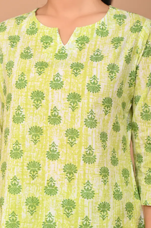 Lime_Green_Cotton_Floral_Printed_Night_Suit_Set_For_Women