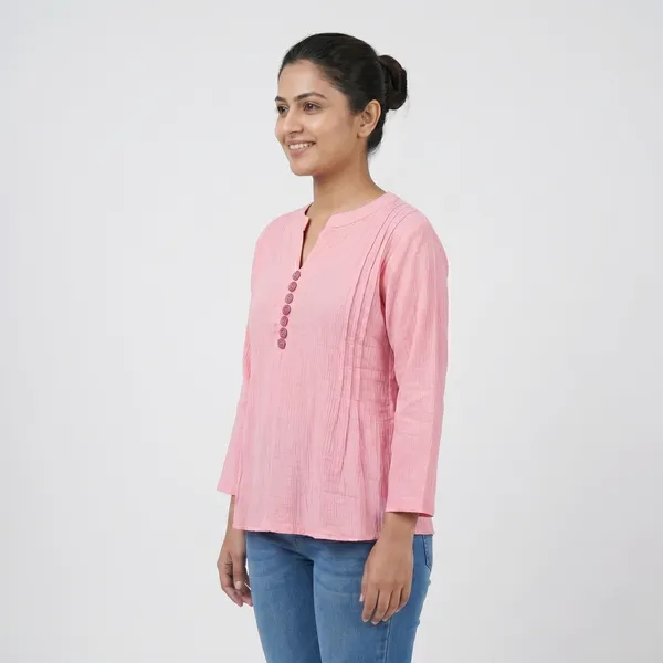 Pink_Cotton_Mix_Flared_Tunic_Top_For_Women