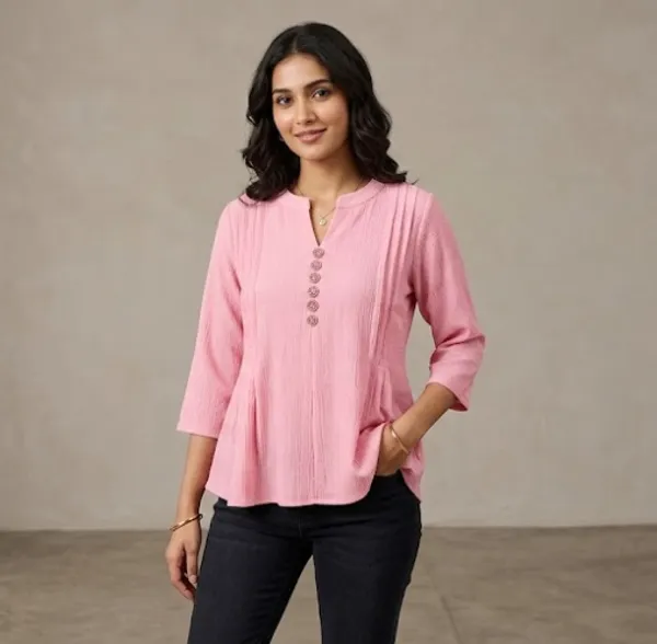 Pink_Cotton_Mix_Flared_Tunic_Top_For_Women