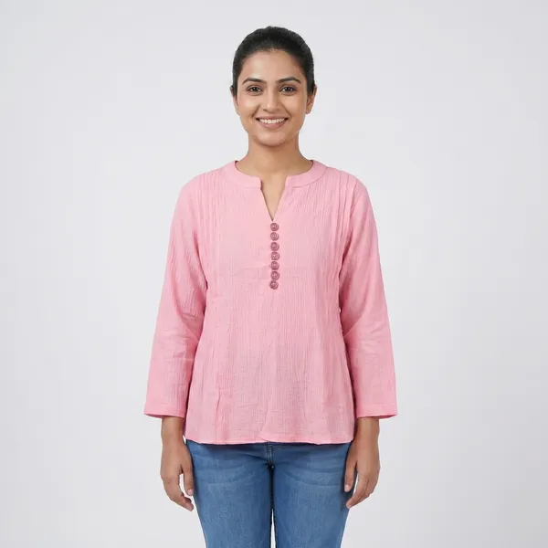 Pink_Cotton_Mix_Flared_Tunic_Top_For_Women