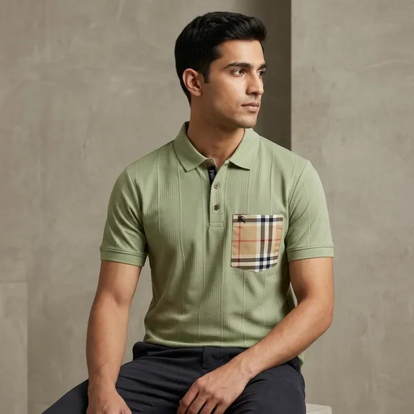 Green_Cotton_Regular_Fit_Check_Pocket_Polo_T-Shirt_For_Men