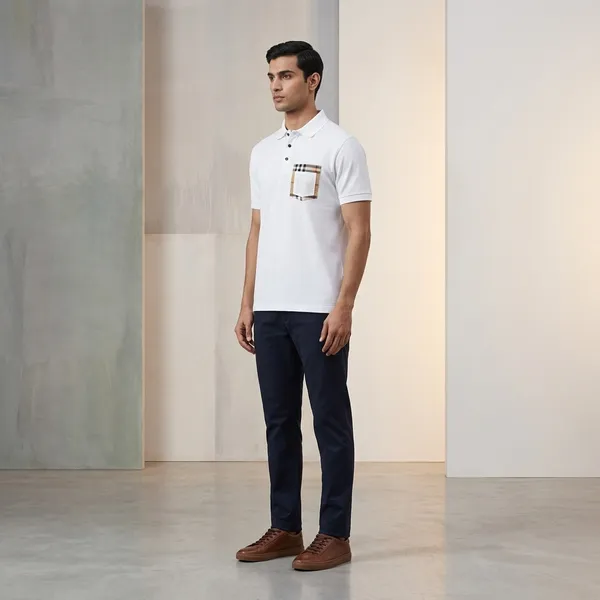White_Cotton_Regular_Fit_Checkered_Pocket_Polo_T-Shirt_For_Men