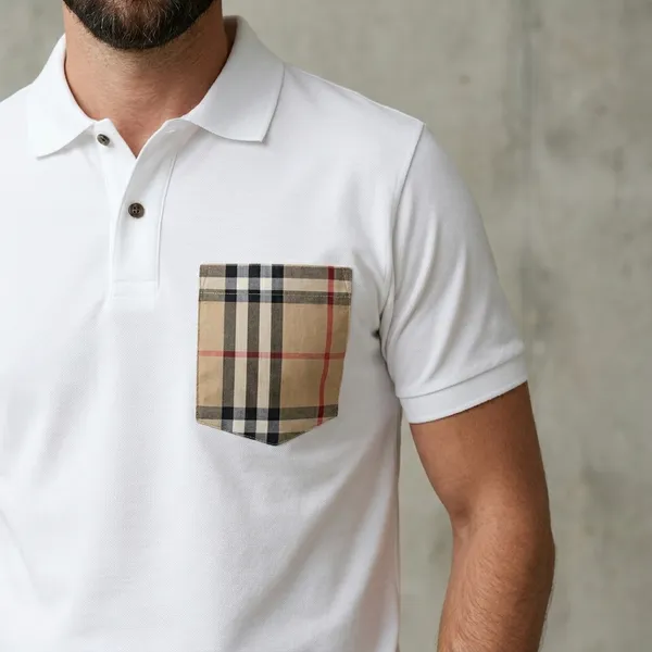 White_Cotton_Regular_Fit_Checkered_Pocket_Polo_T-Shirt_For_Men