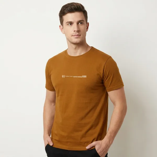 Mustard_Yellow_Cotton_Regular_Fit_Crew_Neck_T-Shirt_For_Men