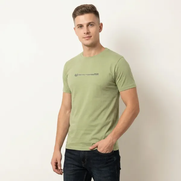 Olive_Green_Cotton_Graphic_Print_Crew_Neck_T-Shirt_For_Men