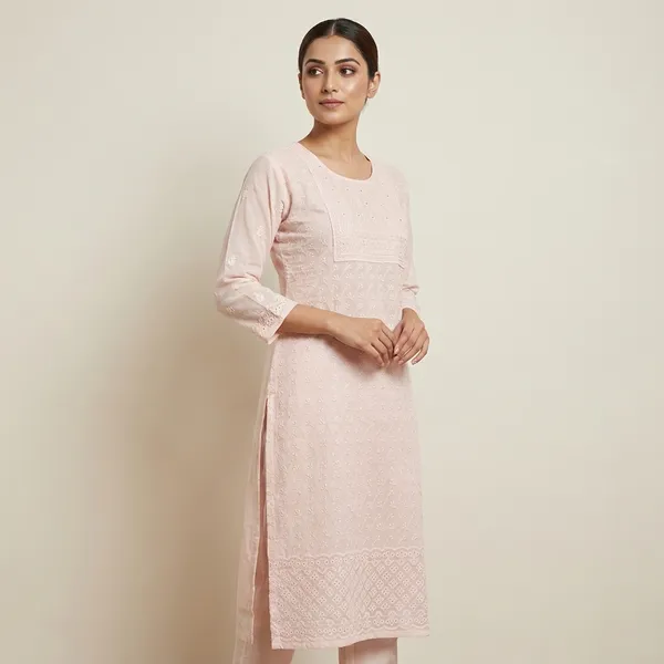 Beige_Cotton_Mix_Embroidered_A-Line_Kurta_For_Women