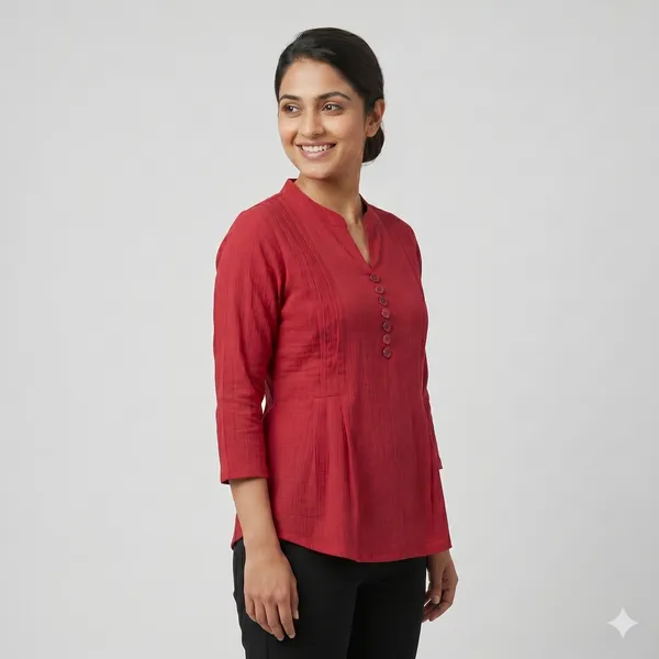 Red_Cotton_Flared_Tunic_Top_For_Women