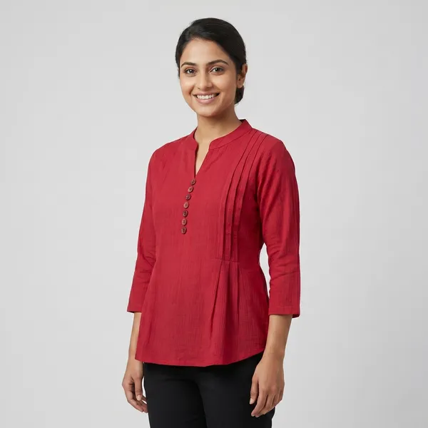 Red_Cotton_Flared_Tunic_Top_For_Women