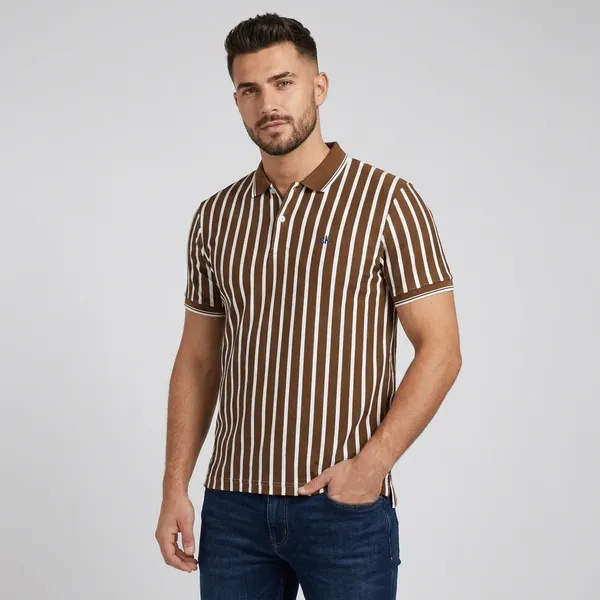 Brown_And_White_Cotton_Striped_Polo_T-Shirt_For_Men