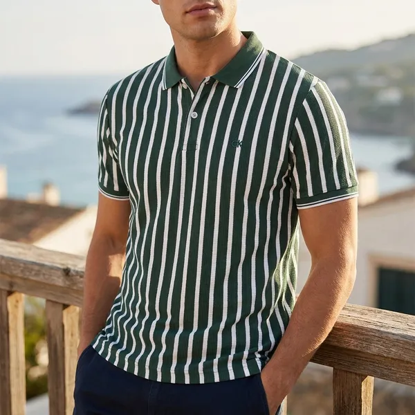 Green_And_White_Cotton_Striped_Polo_T-Shirt_For_Men