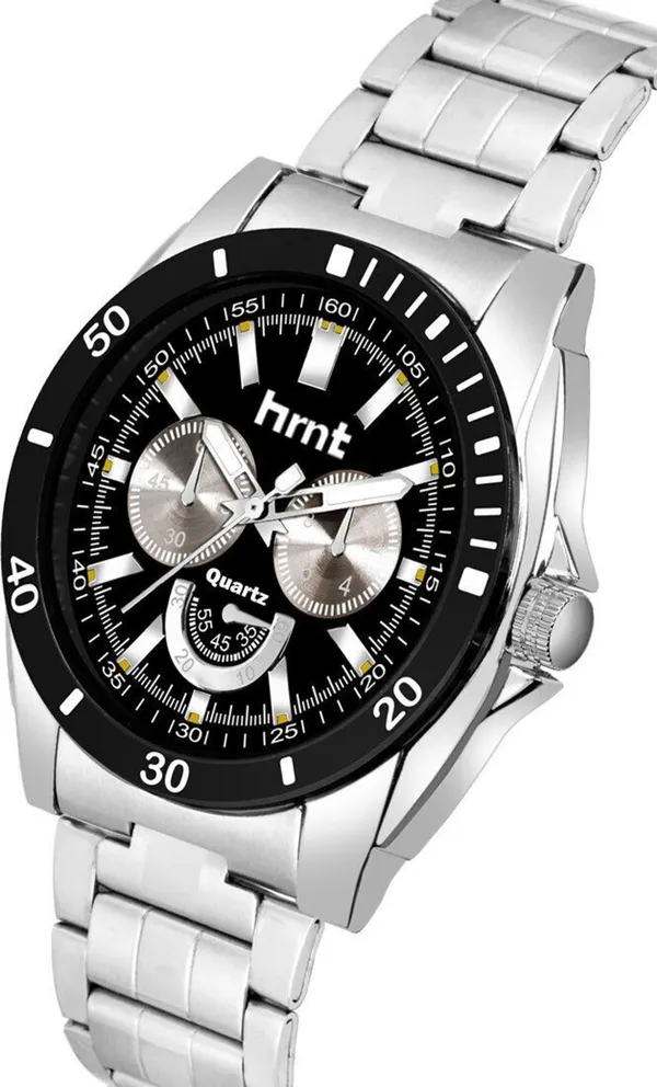 Black_And_Silver_Stainless_Steel_Chronograph_Sports_Watch_For_Men