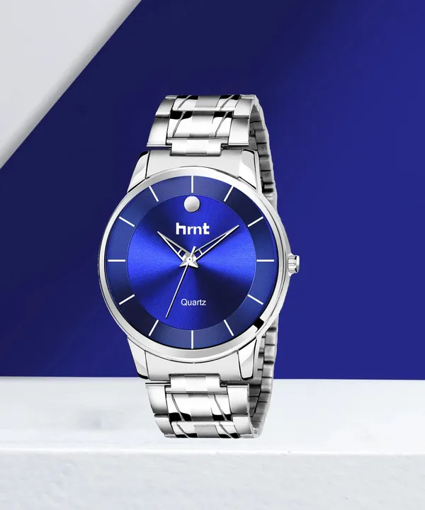 Blue_And_Silver_Stainless_Steel_Sunburst_Dial_Analog_Quartz_Watch_For_Men