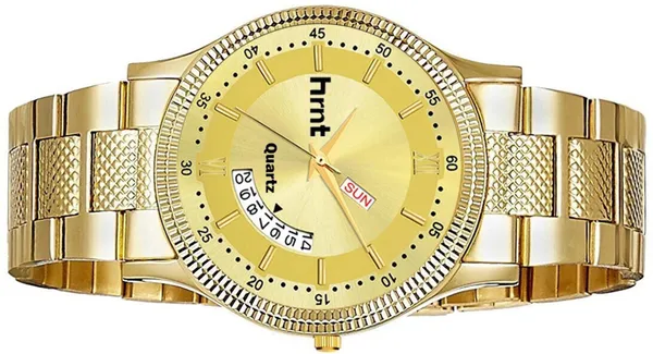 Gold_Stainless_Steel_Roman_Numeral_Day_Date_Analog_Watch_For_Men