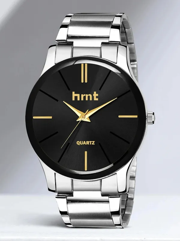 Black_And_Gold_Accent_Stainless_Steel_Quartz_Analog_Watch_For_Men