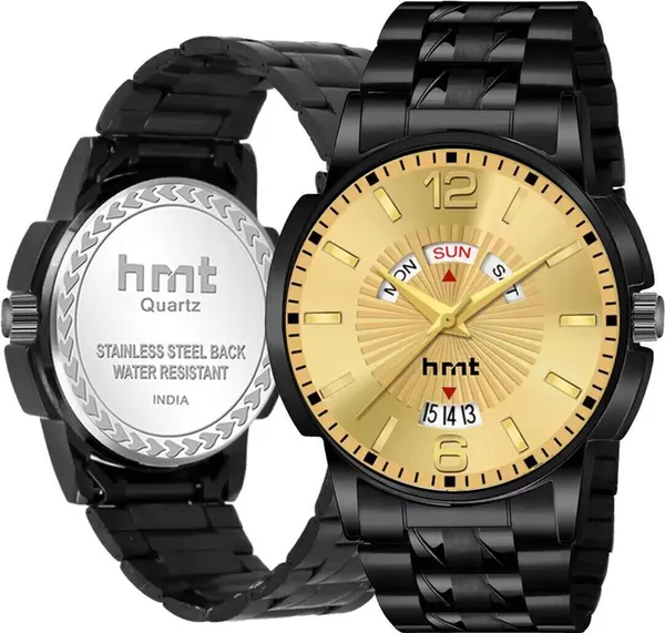Black_And_Gold_Stainless_Steel_Sunburst_Dial_Day_Date_Analog_Watch_For_Men