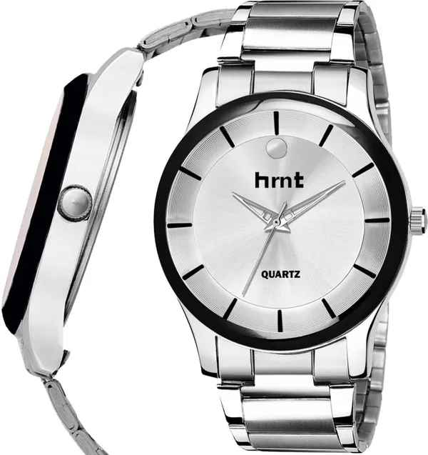 Silver_Stainless_Steel_Black_Bezel_Quartz_Analog_Watch_For_Men