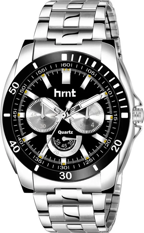 Black_And_Silver_Stainless_Steel_Chronograph_Sports_Watch_For_Men