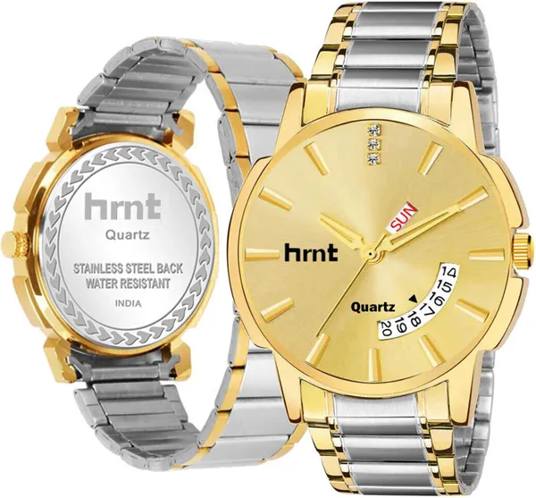 Gold_Tone_Stainless_Steel_Day_Date_Analog_Watch_For_Men