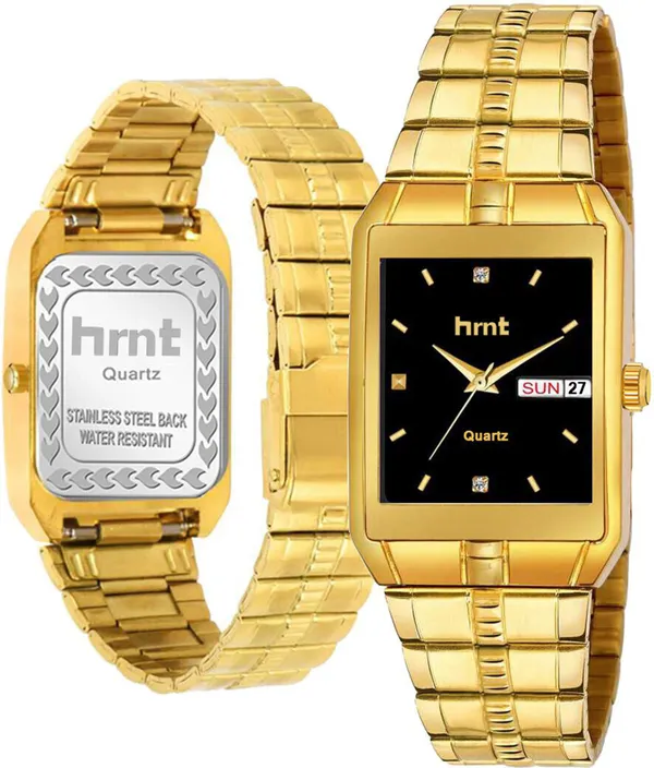 Black_And_Gold_Stainless_Steel_Rectangular_Dial_Analog_Watch_For_Men