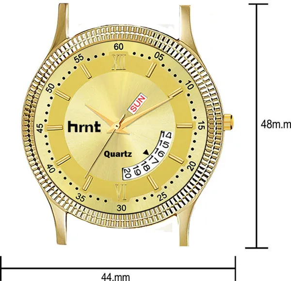 Gold_Stainless_Steel_Roman_Numeral_Day_Date_Analog_Watch_For_Men