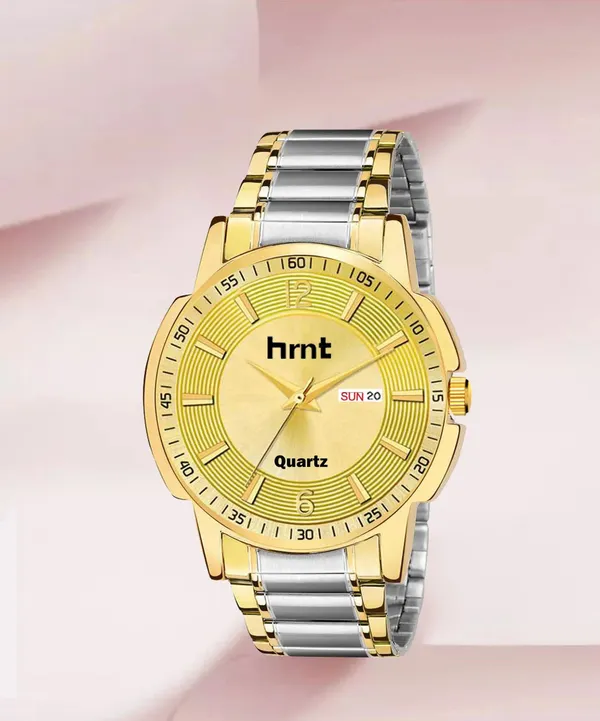 Gold_Tone_Stainless_Steel_Day_Date_Analog_Watch_For_Men