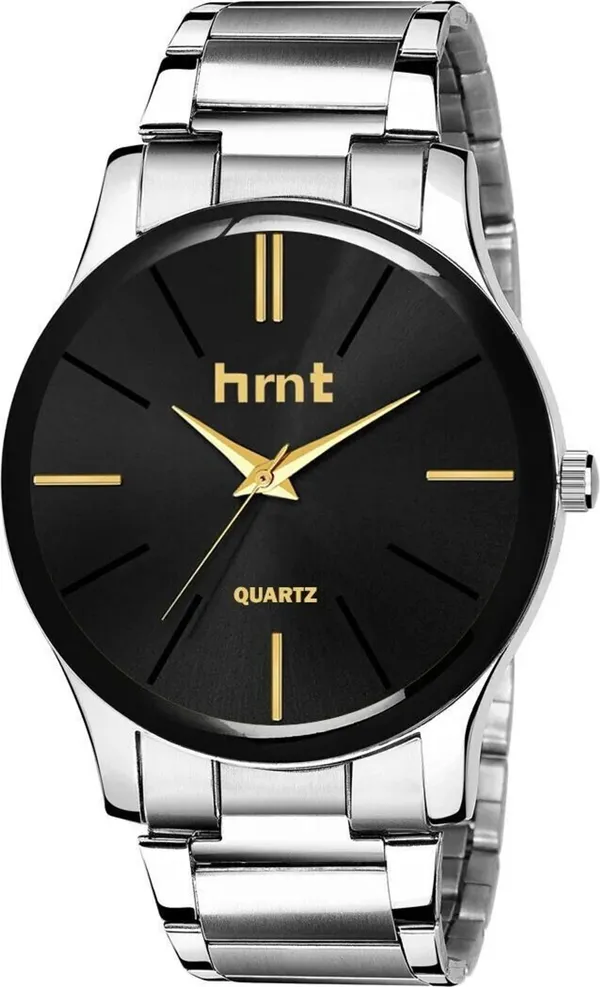 Black_And_Gold_Accent_Stainless_Steel_Quartz_Analog_Watch_For_Men