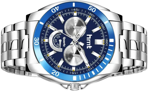 Blue_And_Silver_Stainless_Steel_Chronograph_Sports_Watch_For_Men