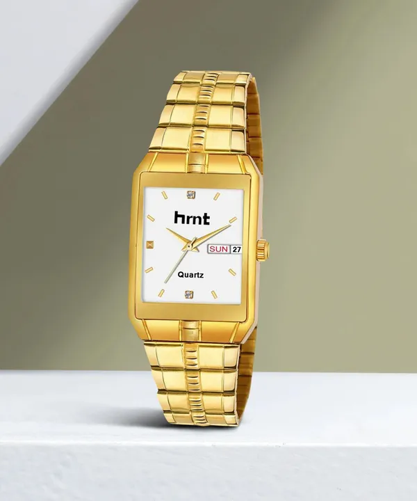 Gold_Stainless_Steel_Rectangular_Dial_Day_Date_Analog_Watch_For_Men