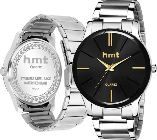 Black_And_Gold_Accent_Stainless_Steel_Quartz_Analog_Watch_For_Men