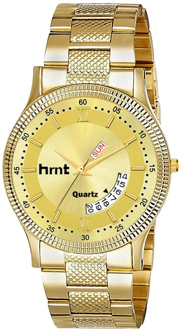 Gold_Stainless_Steel_Roman_Numeral_Day_Date_Analog_Watch_For_Men