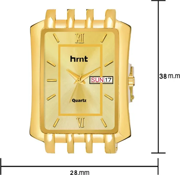 Gold_Stainless_Steel_Rectangular_Link_Bracelet_Analog_Watch_For_Men