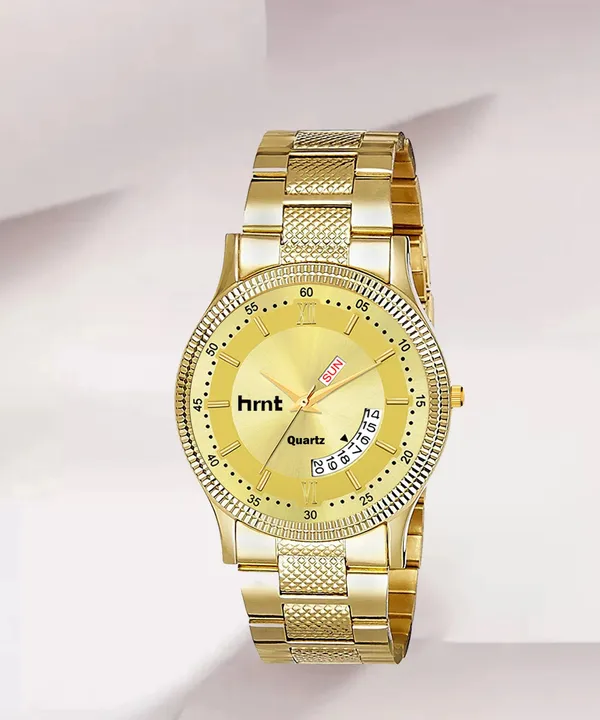 Gold_Stainless_Steel_Roman_Numeral_Day_Date_Analog_Watch_For_Men