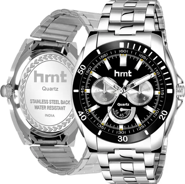 Black_And_Silver_Stainless_Steel_Chronograph_Sports_Watch_For_Men
