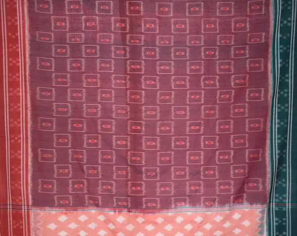 Bandhika_Maniabandha_Pure_Cotton_Saree_Maroon_Peach_Green_Traditional