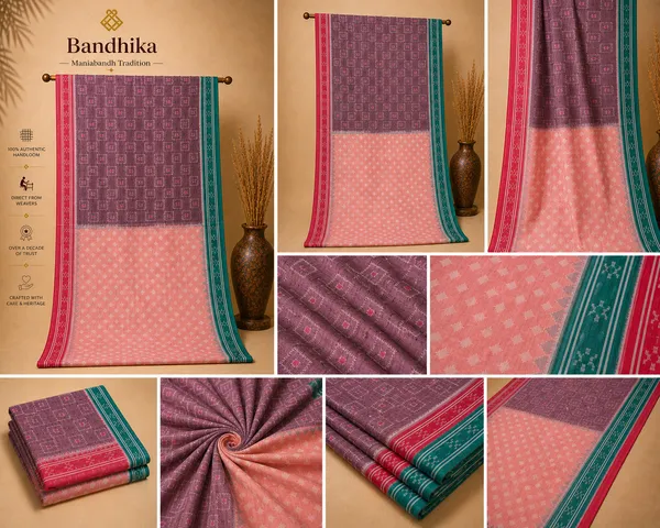 Bandhika_Maniabandha_Pure_Cotton_Saree_Maroon_Peach_Green_Traditional