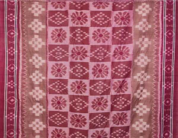 Bandhika_Maniabandha_Pure_Cotton_Saree_Deep_Pink_Beige_Traditional