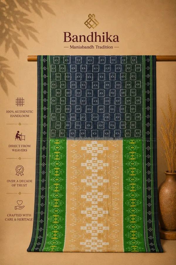 Bandhika_Maniabandha_Ikat_Pure_Cotton_Saree_–_light_Green_&_Sand_Beige_Traditional_Handloom_Saree