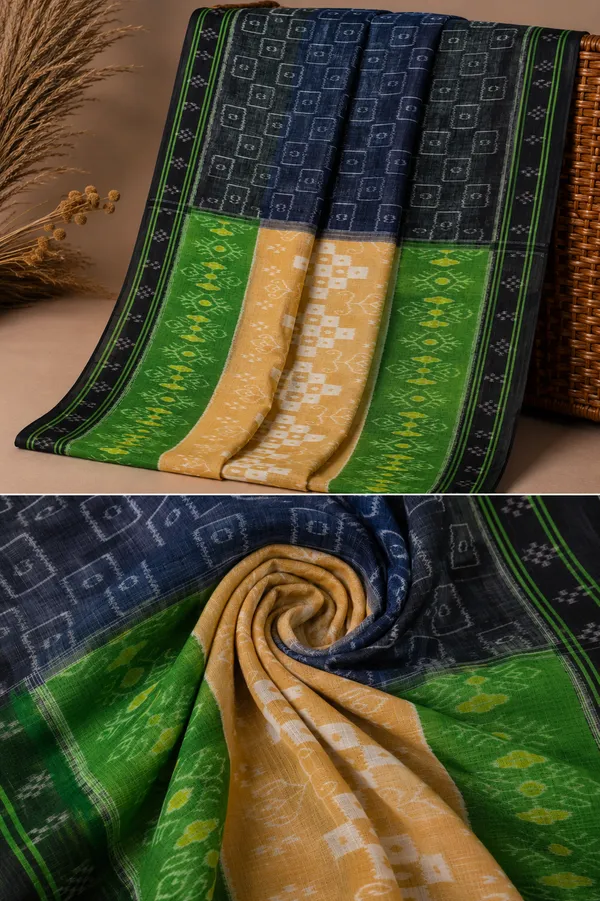 Bandhika_Maniabandha_Ikat_Pure_Cotton_Saree_–_light_Green_&_Sand_Beige_Traditional_Handloom_Saree