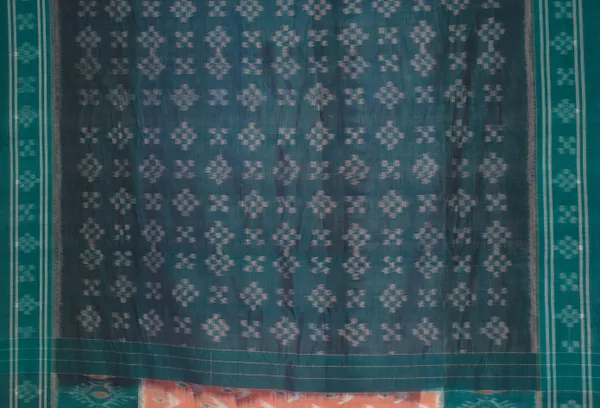 Bandhika_Maniabandha_Pure_Cotton_Saree_–_Teal_Green_&_Peach_Traditional_Design