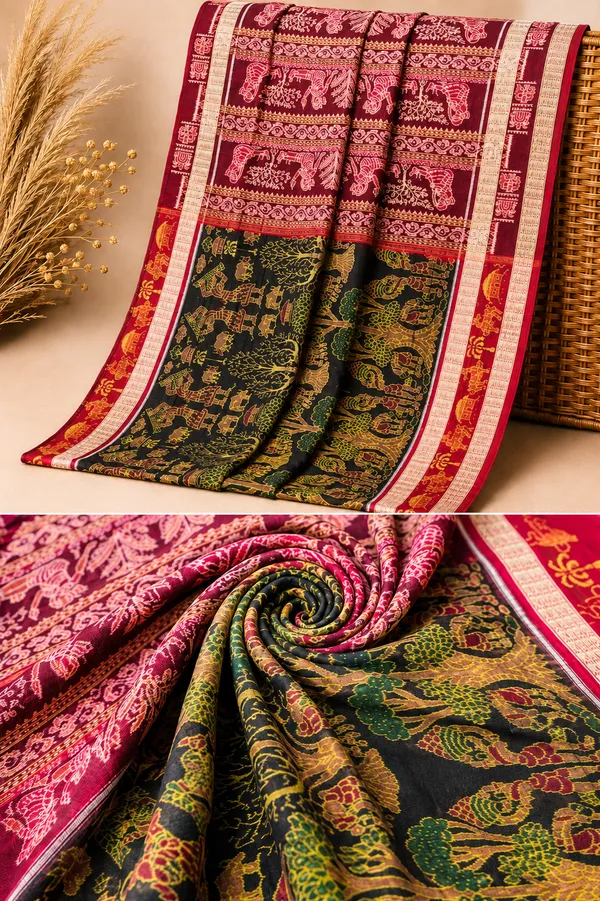 Bandhika_Premium_Heritage_Collection_Pure_Cotton_Maniabandha_Ikat_Handloom_Saree_|_Artisan_Woven_Masterpiece