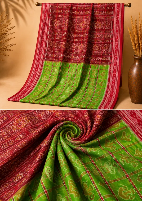 Bandhika_Red_Green_Maniabandh_Handloom_Saree