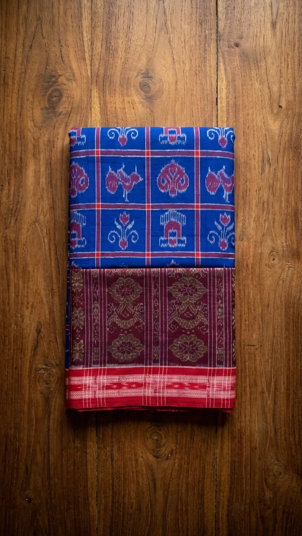 Bandhika_Maniabandha_Ikat_Pure_Cotton_Saree_–_Magenta_Pink,_Royal_Blue_&_Maroon_Traditional_Handloom_Saree