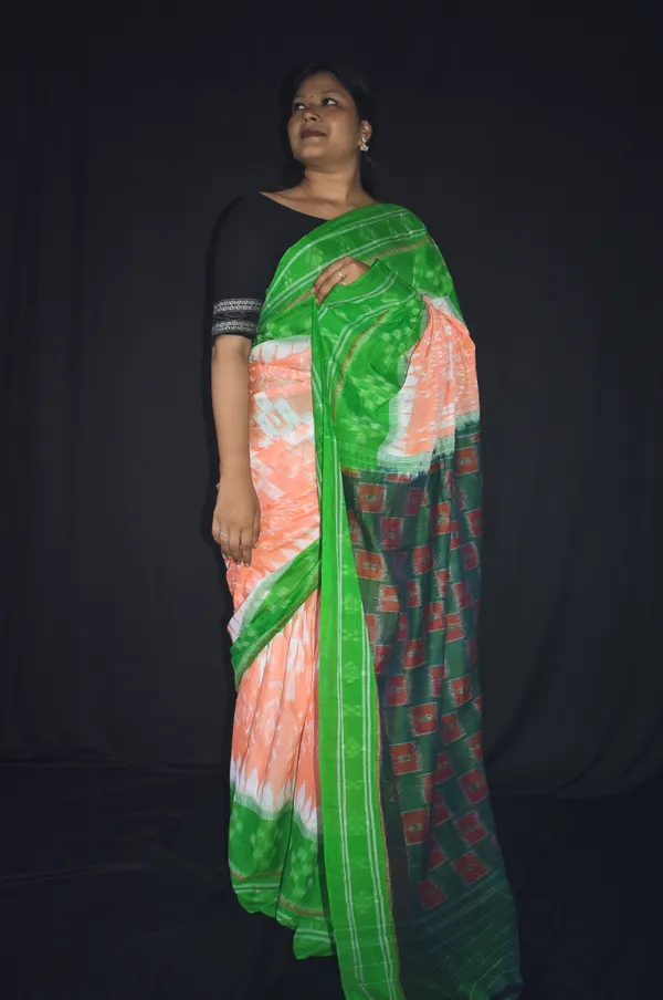 Bandhika_Pure_Cotton_Handloom_PASAPALLI_Ikat_Saree_–_Green_&_Black