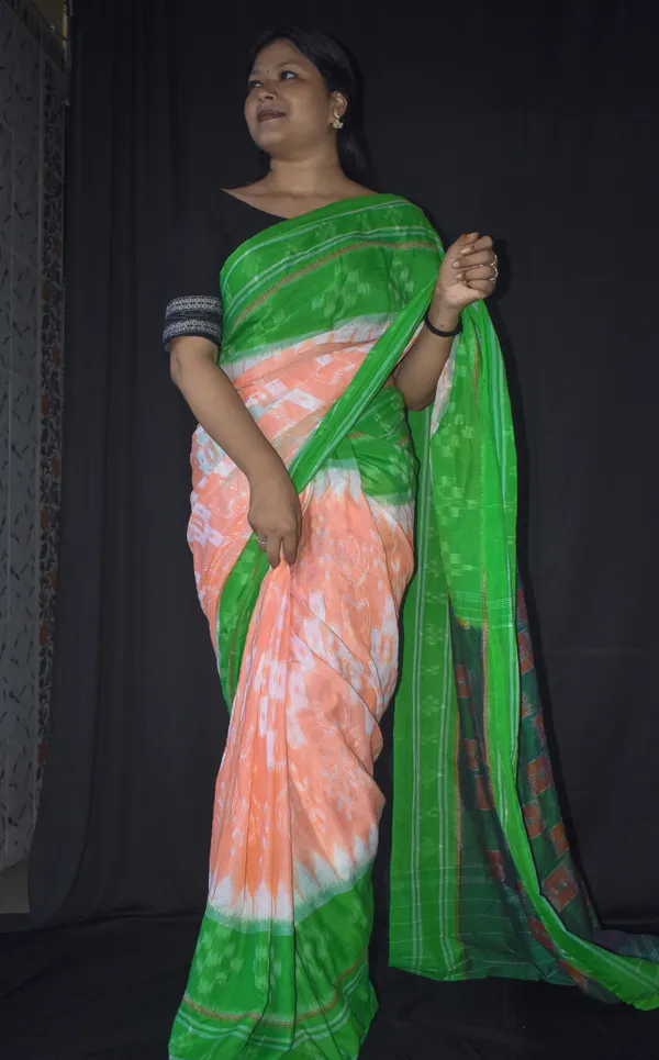 Bandhika_Pure_Cotton_Handloom_PASAPALLI_Ikat_Saree_–_Green_&_Black