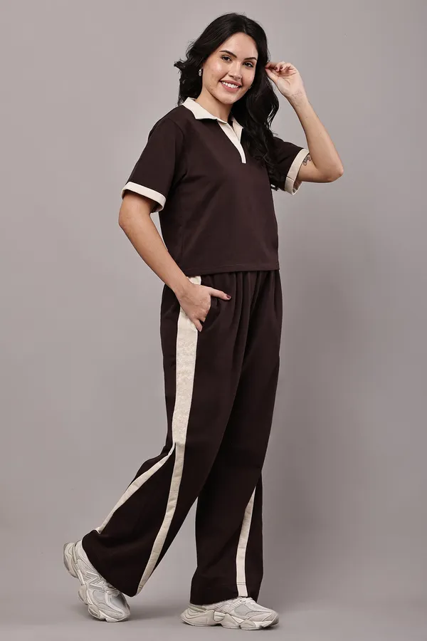 Brown_Contrast_Collar_Polo_Top_and_Wide_Leg_Pants_Co-ord_Set_for_Women