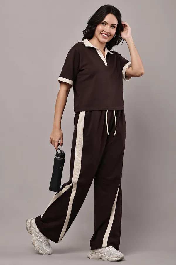 Brown_Contrast_Collar_Polo_Top_and_Wide_Leg_Pants_Co-ord_Set_for_Women