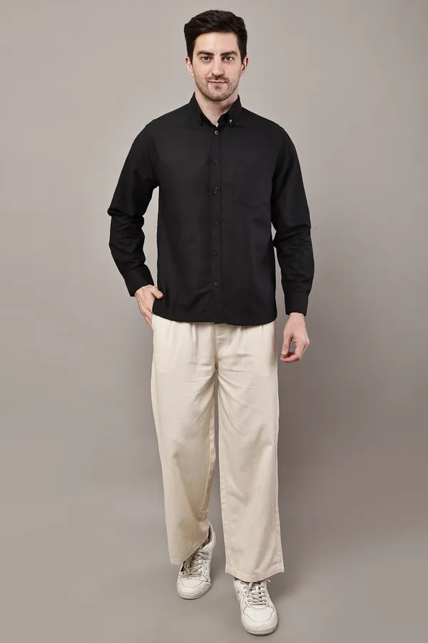 Black_Premium_Linen_Button-Down_Collar_Shirt_For_Men
